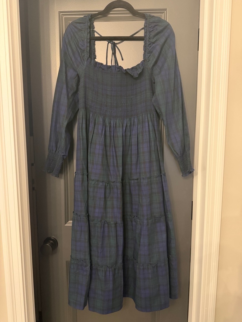 NWT Hill House Naomi Nap Dress in Tartan Blue-Green